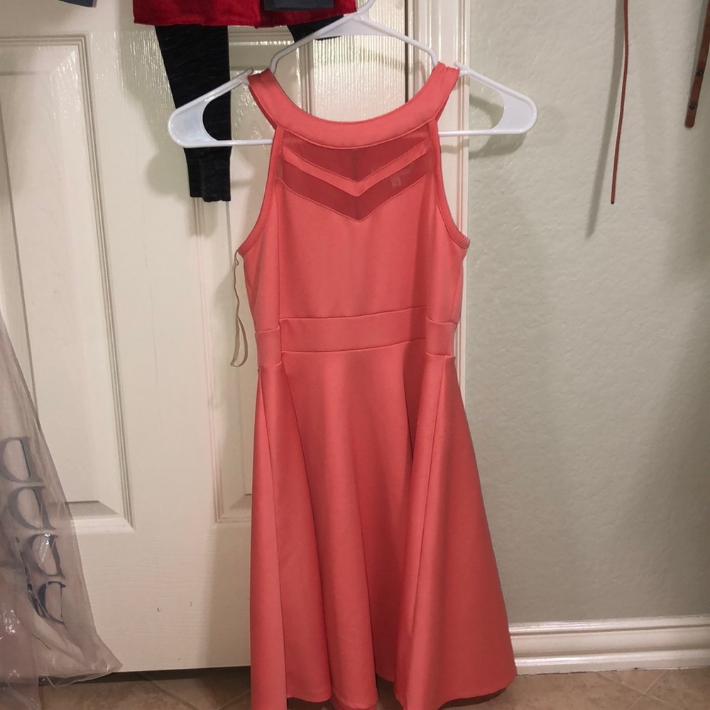 salmon colored dress